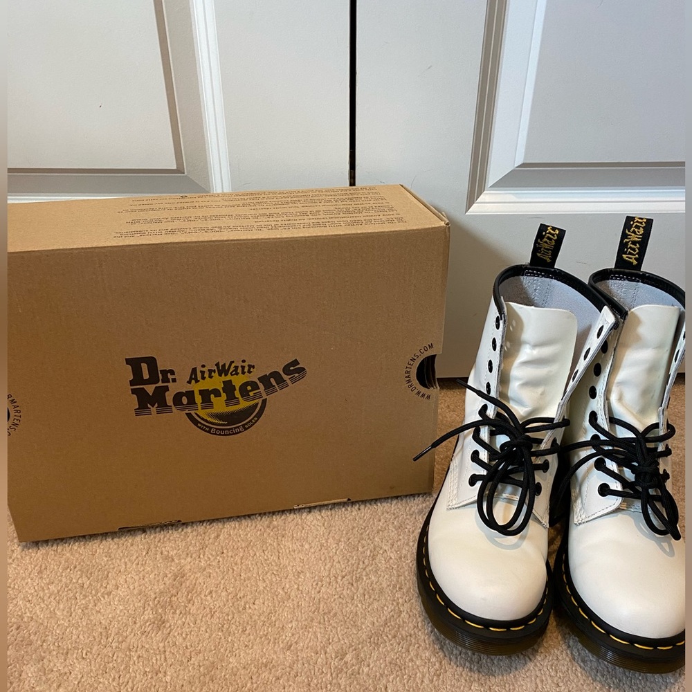Dr. Martens White Lace Up Boots